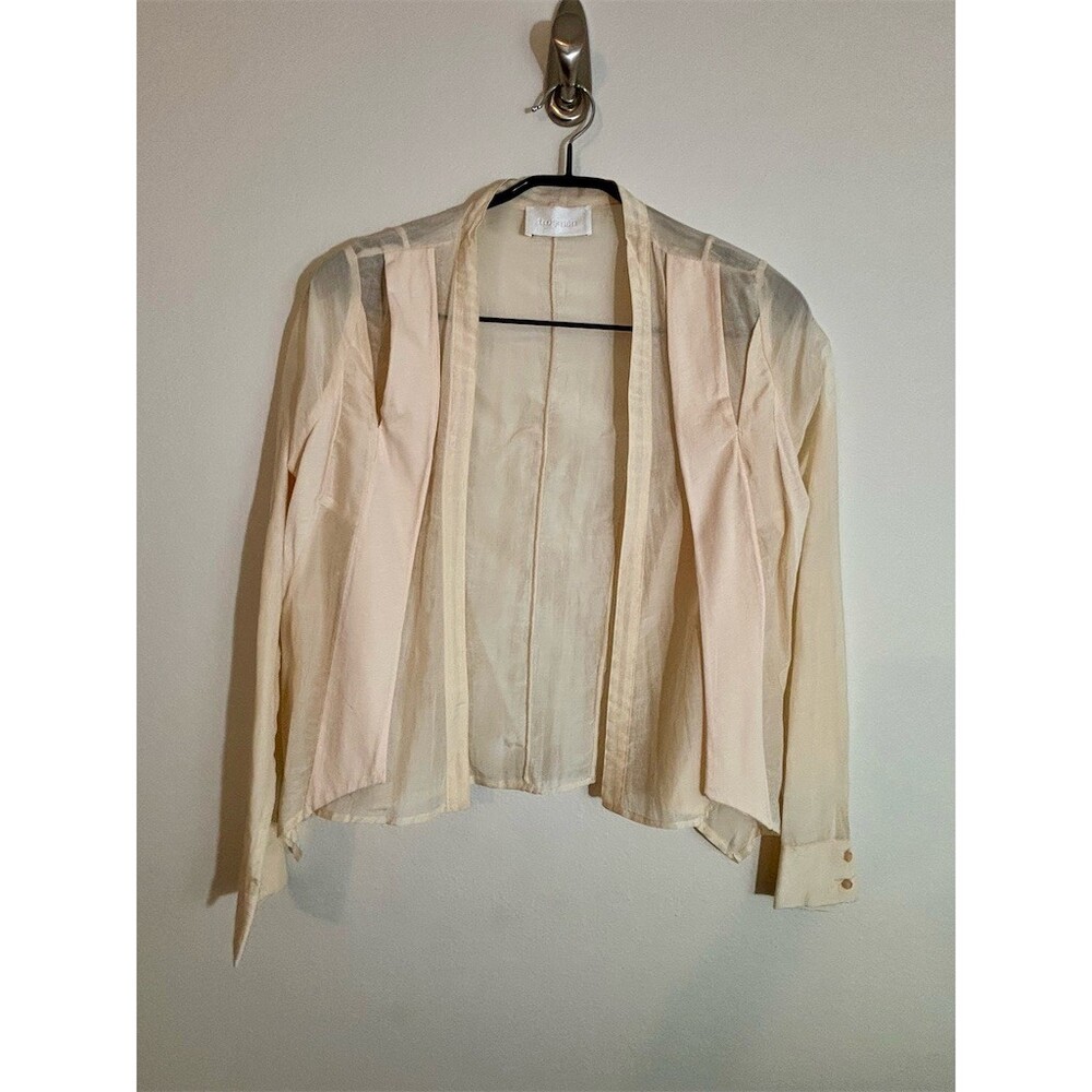 Rare Authentic TROSMAN Avant-Garde Sheer Cream Silk-Blend Layering Jacket Medium